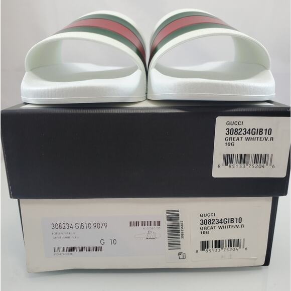 NWT$400 GUCCI Signature Pursuit 72 Stripe Slip-on Slide Sandals Sz 10G (10.5-11) - Picture 10 of 16